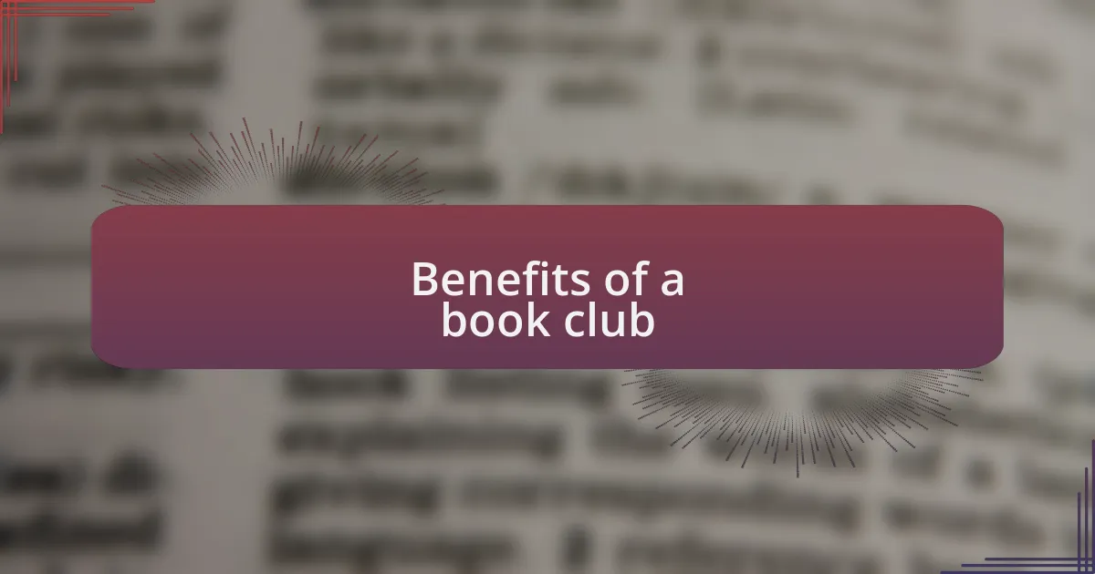 Benefits of a book club