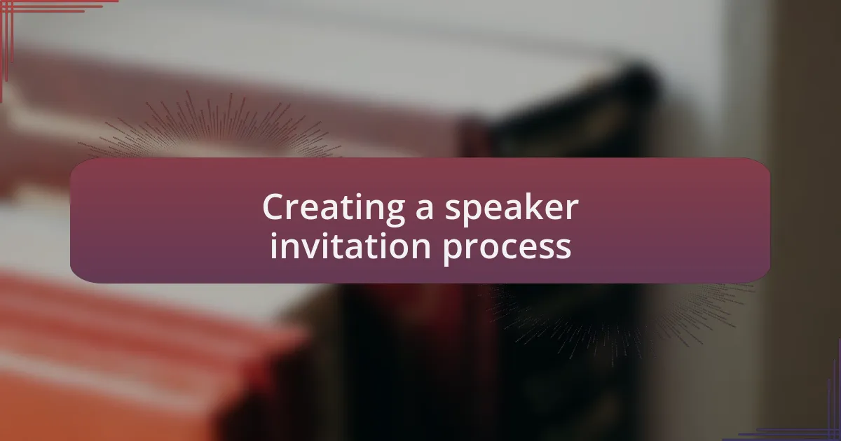 Creating a speaker invitation process