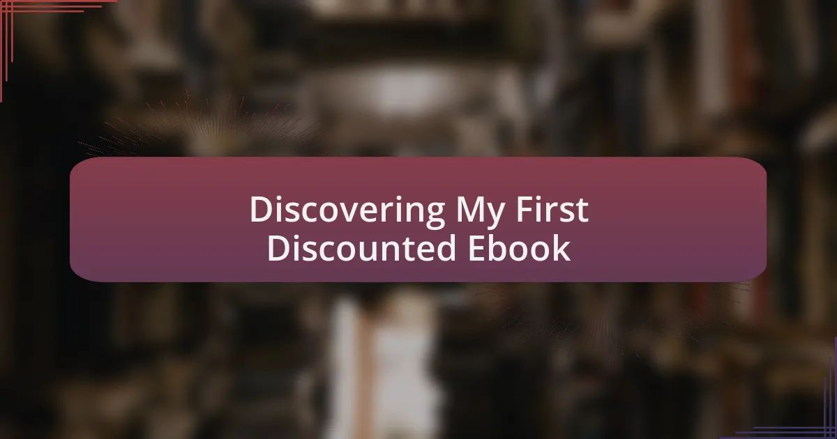 Discovering My First Discounted Ebook
