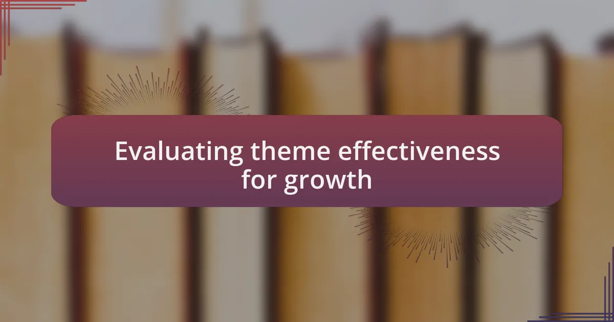 Evaluating theme effectiveness for growth