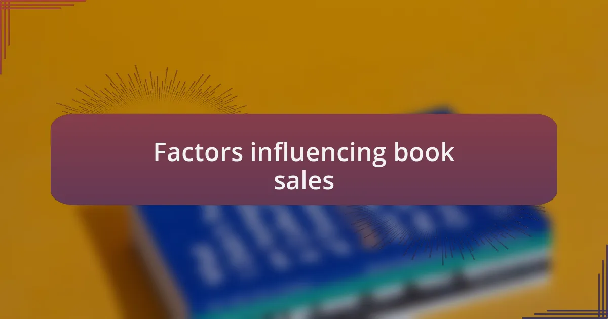 Factors influencing book sales