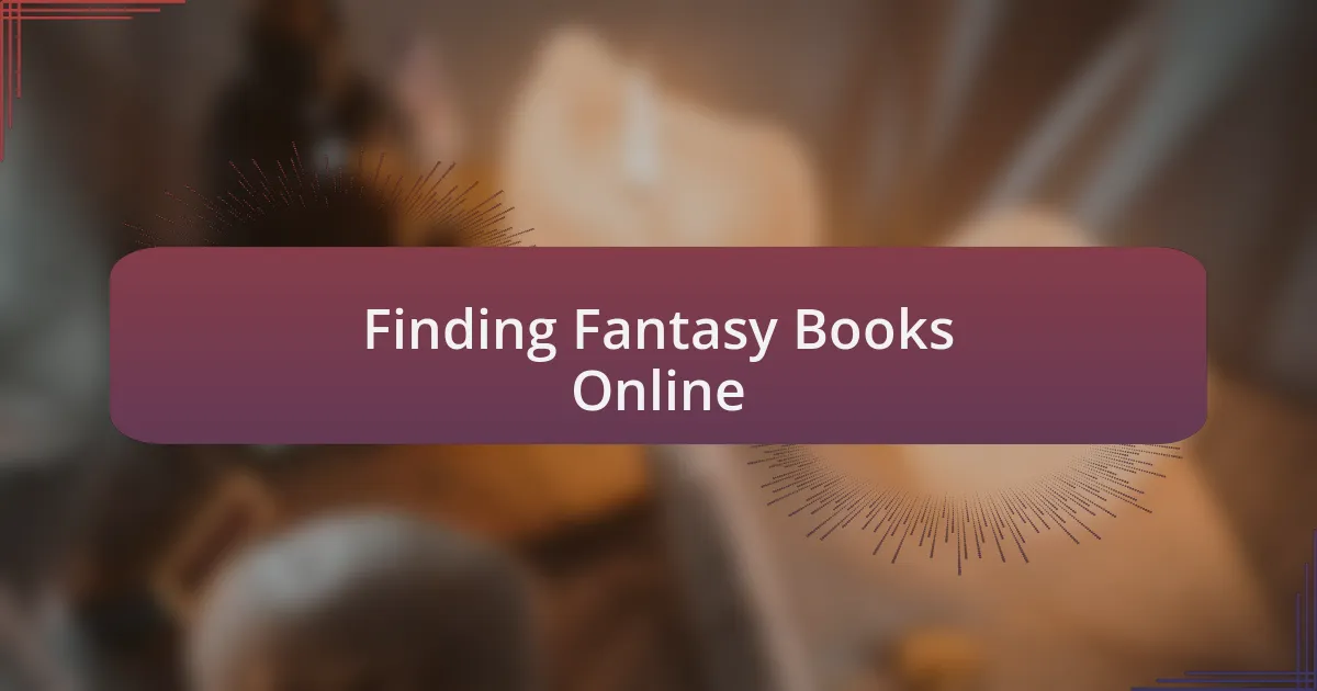 Finding Fantasy Books Online