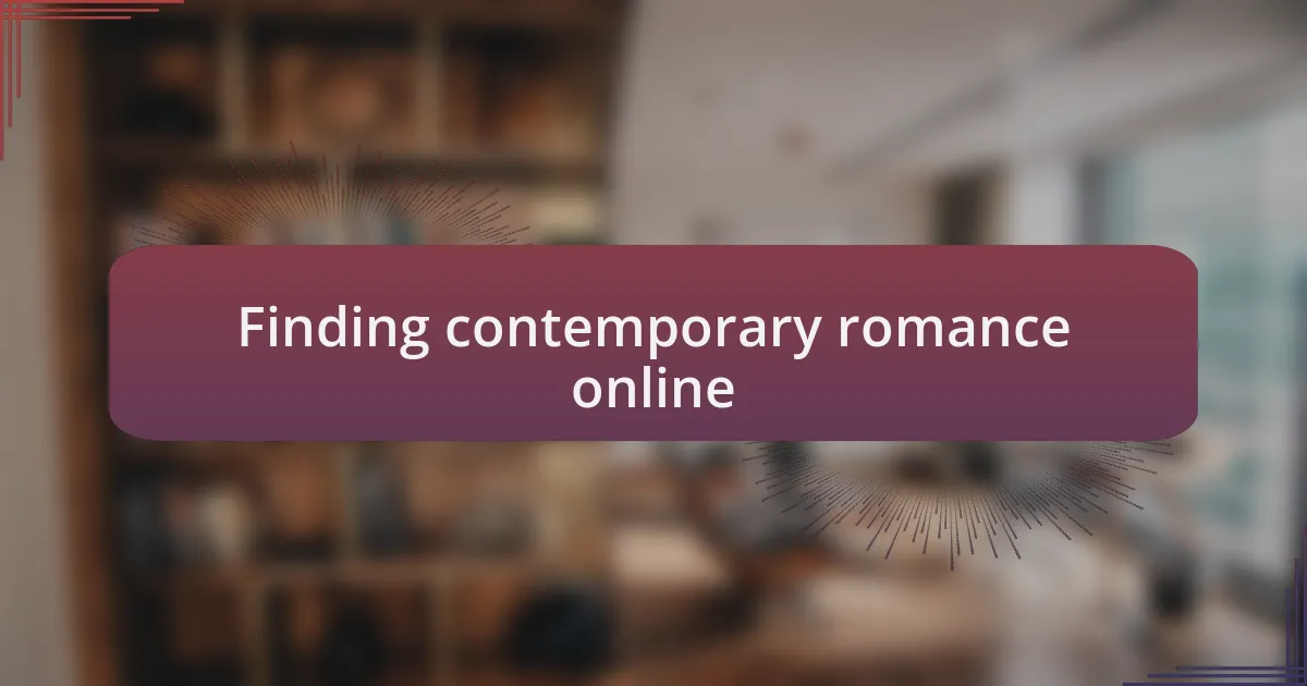 Finding contemporary romance online