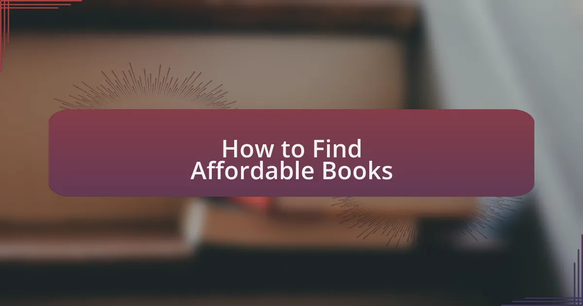 How to Find Affordable Books