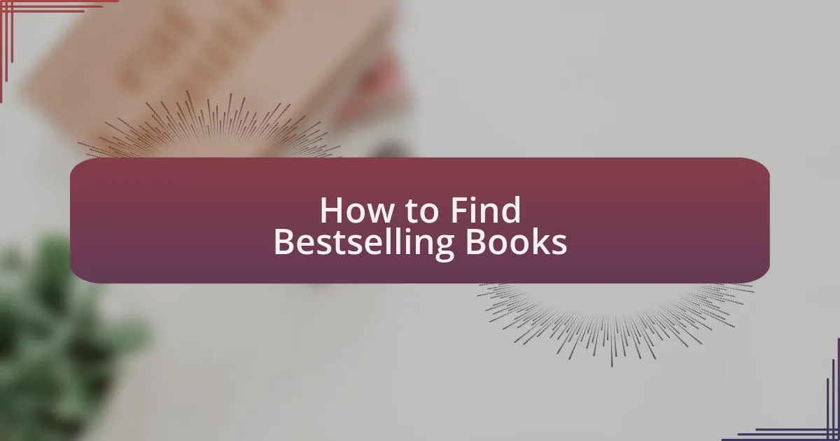 How to Find Bestselling Books