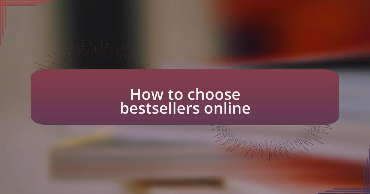 How to choose bestsellers online