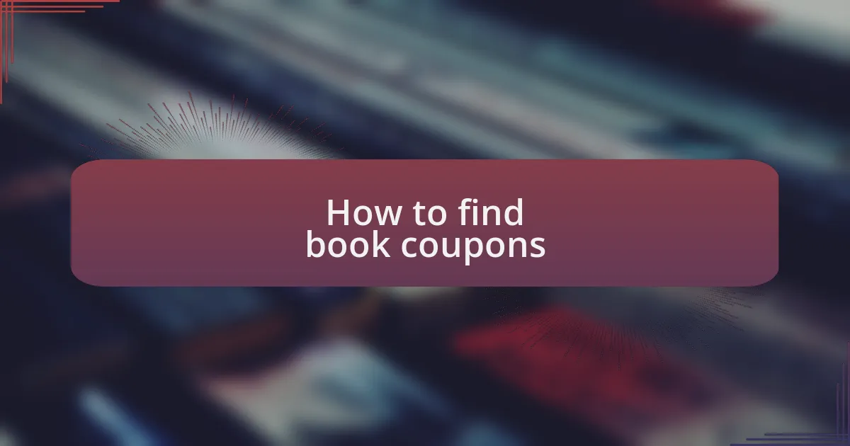 How to find book coupons