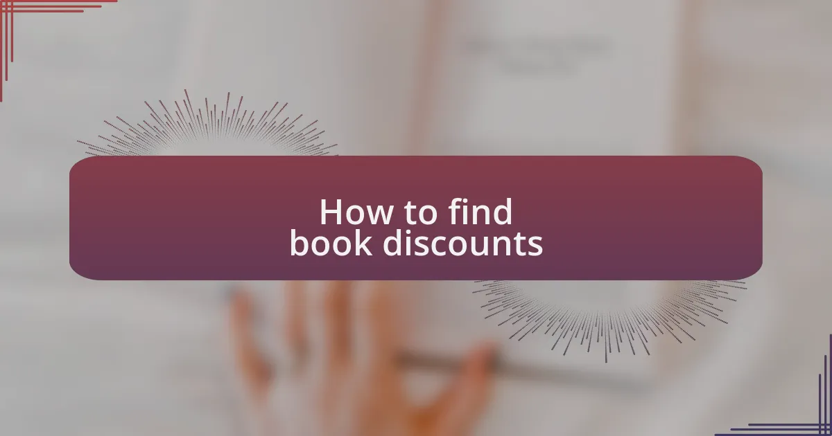 How to find book discounts