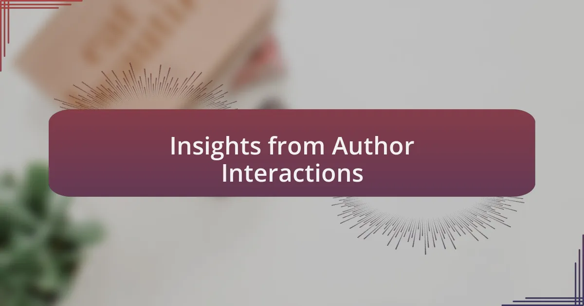 Insights from Author Interactions