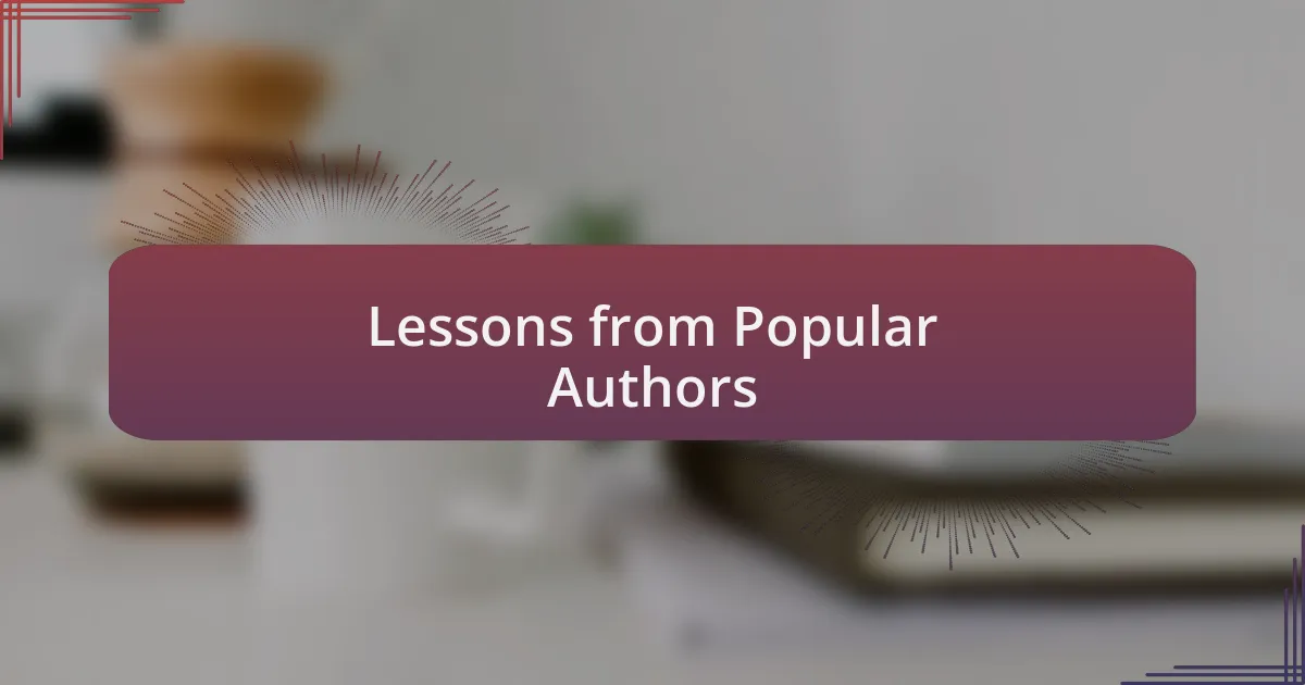 Lessons from Popular Authors