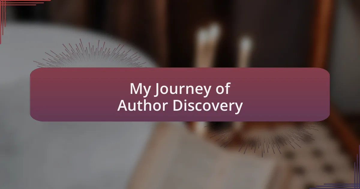 My Journey of Author Discovery