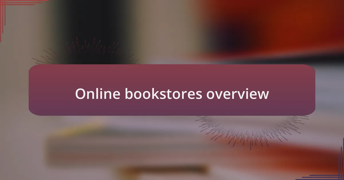 Online bookstores overview