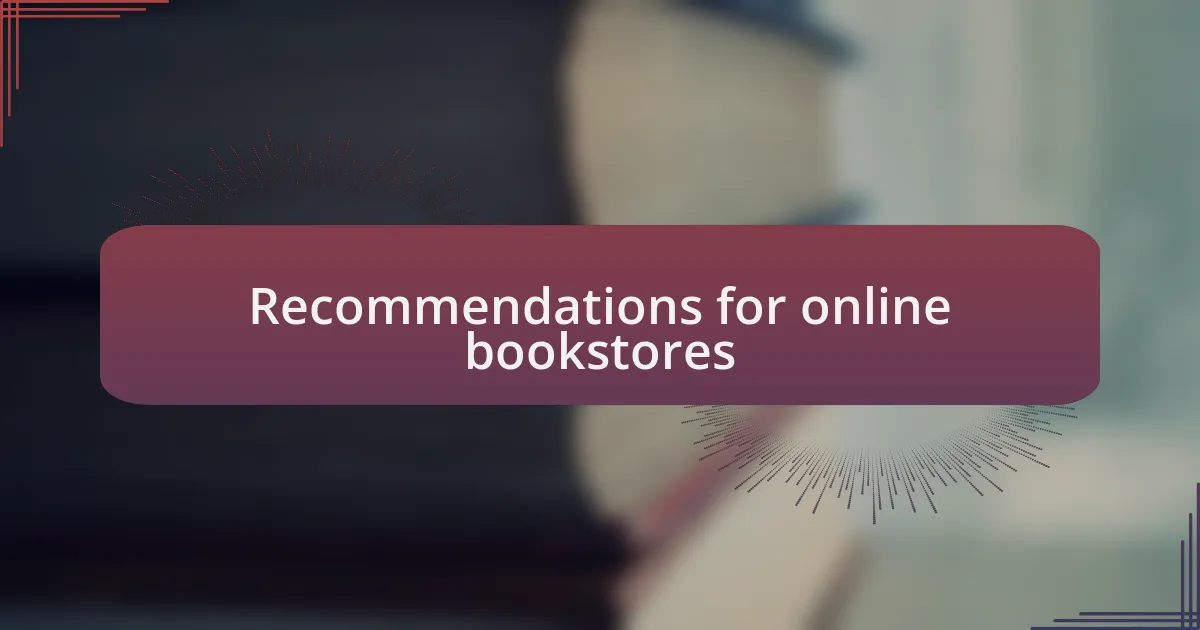 Recommendations for online bookstores