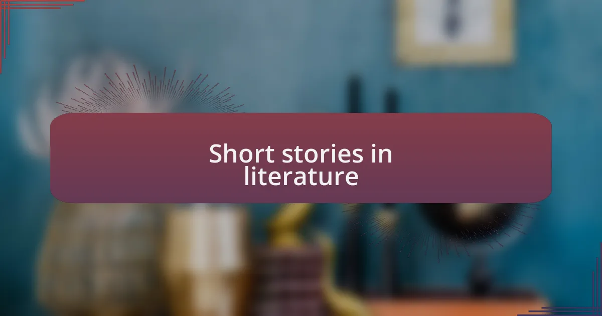 Short stories in literature