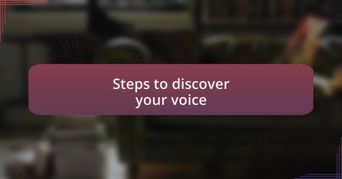 Steps to discover your voice