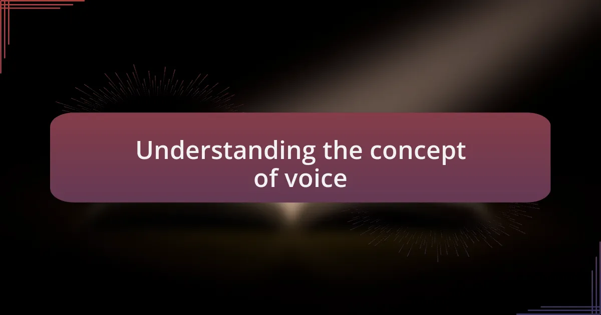 Understanding the concept of voice